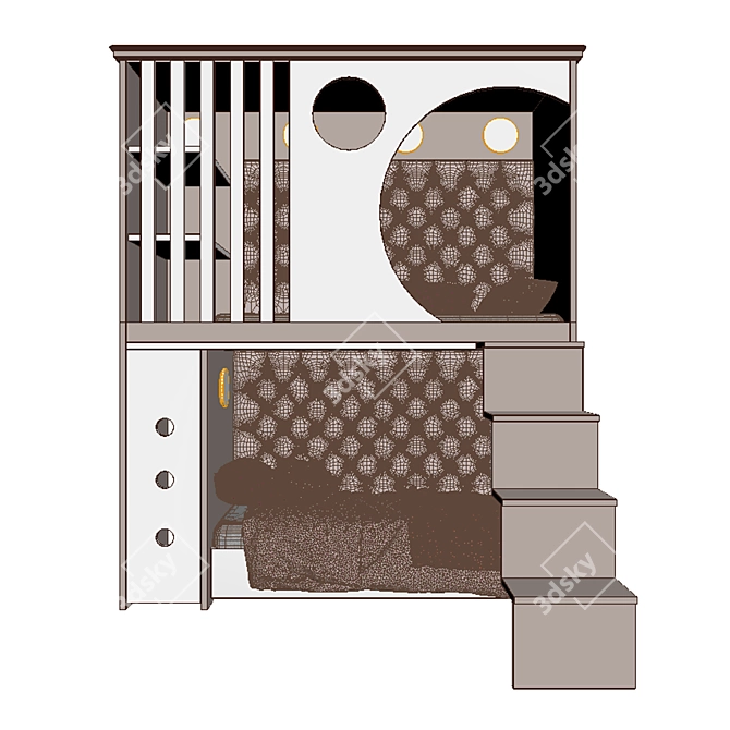 Custom-Made Bunk Bed, Stylish & Space-Saving 3D model image 6