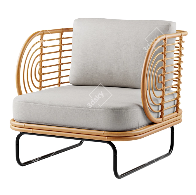 Modern Rattan Chair 3D model image 1