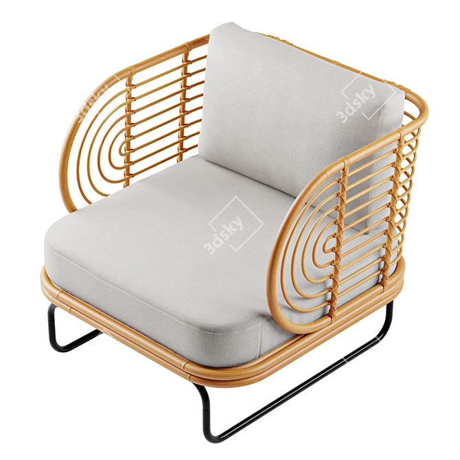 Modern Rattan Chair 3D model image 4