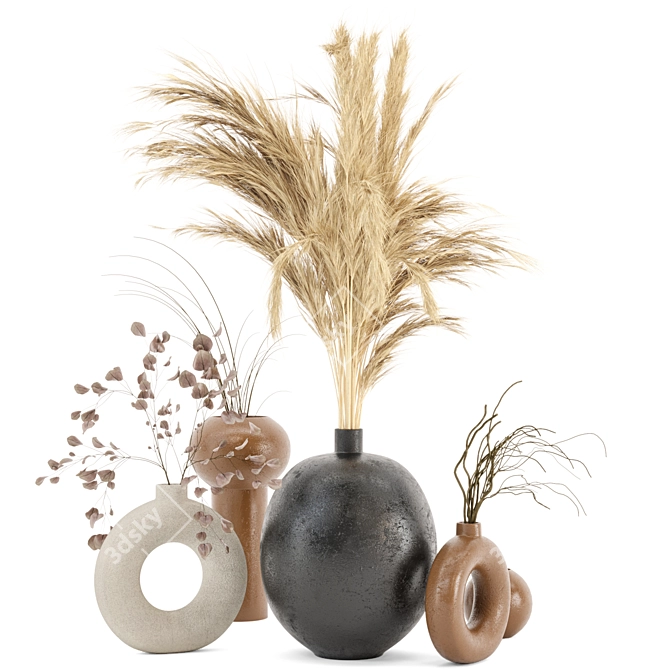 Pampas Whit Dried Plantset 3D model image 4