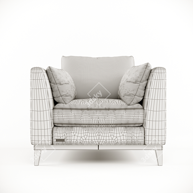 Elegant Wood and Fabric Armchair 3D model image 3