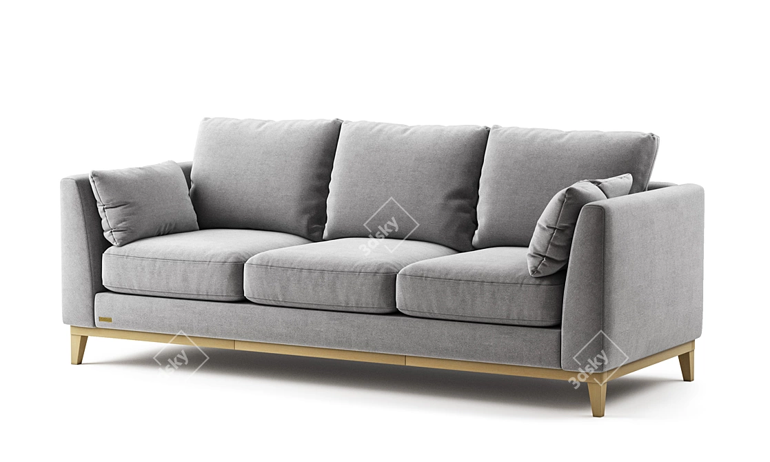 Elegant Wood & Cloth Sofa 3D model image 1