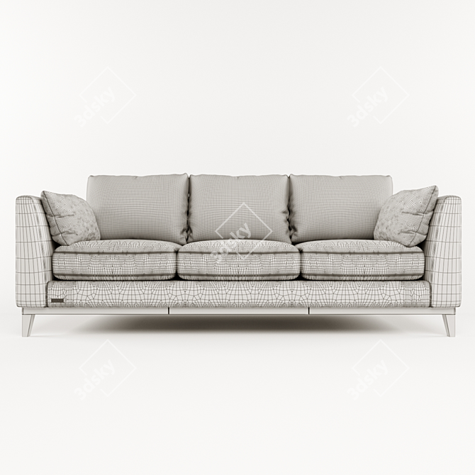 Elegant Wood & Cloth Sofa 3D model image 5
