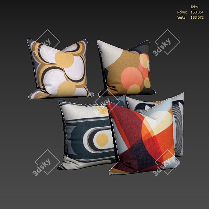 Elegant Pillow Set - 589 3D model image 2