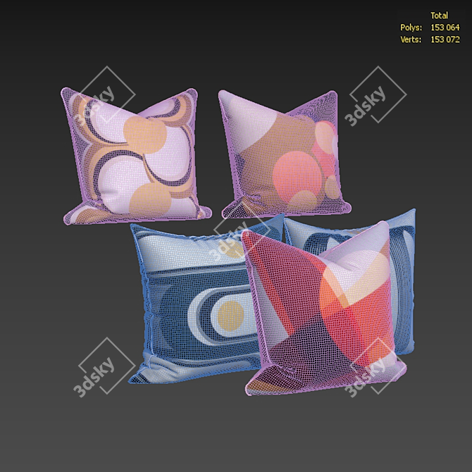 Elegant Pillow Set - 589 3D model image 3