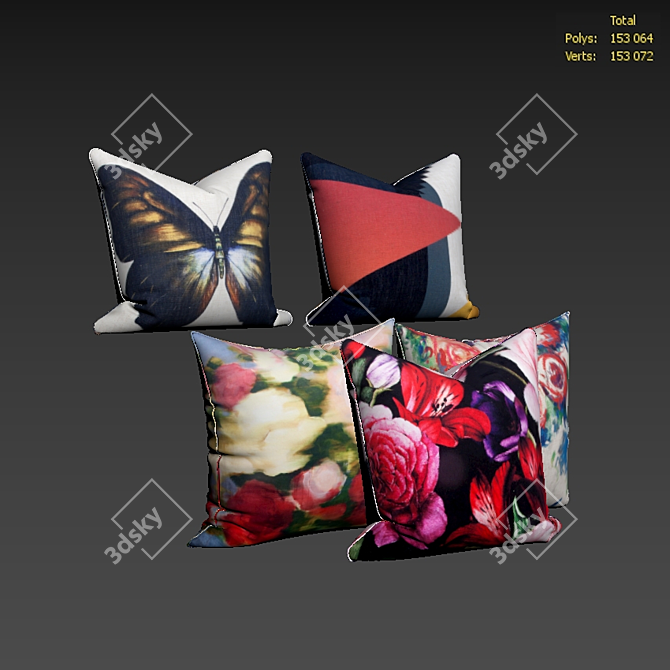 Luxury Decorative Pillow Set 3D model image 2