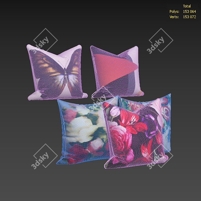 Luxury Decorative Pillow Set 3D model image 3