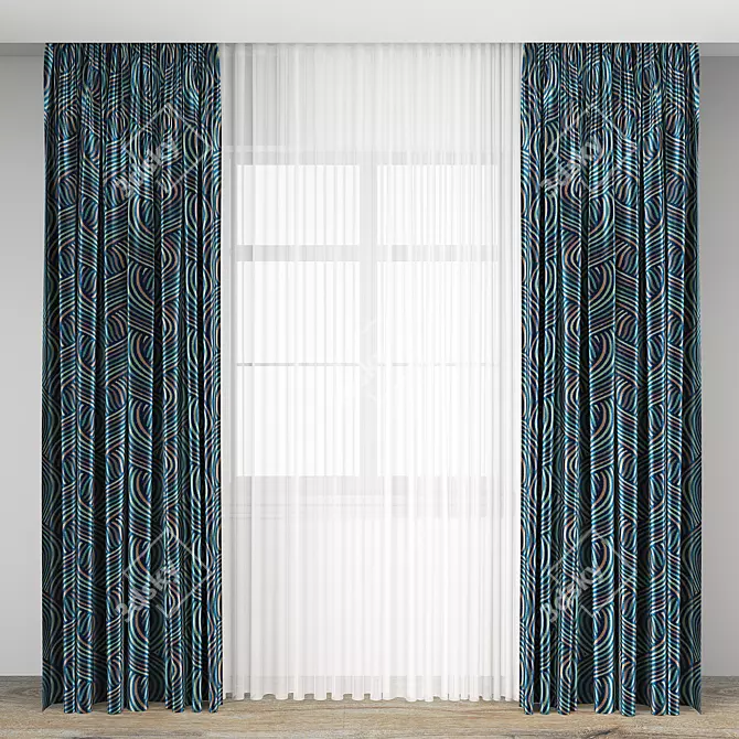 Silk Sheer Curtains: Elegant and Smooth 3D model image 1