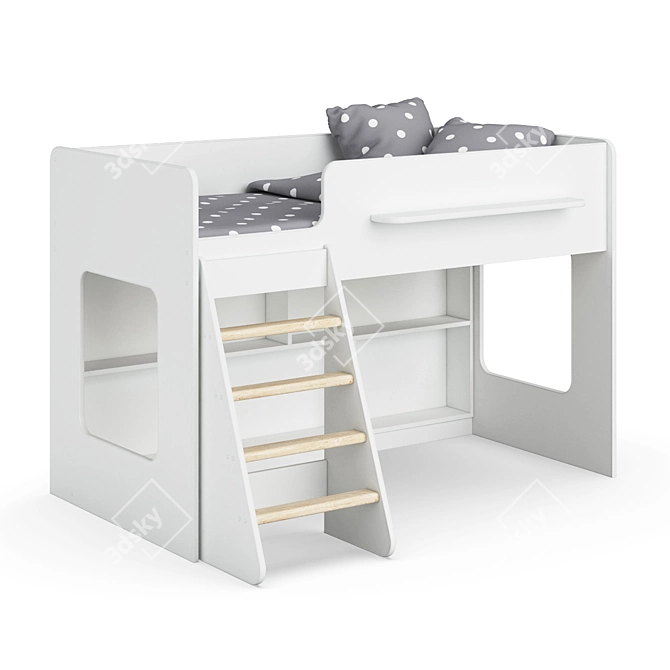 Title: Modular Bunk Bed Set in White 3D model image 1