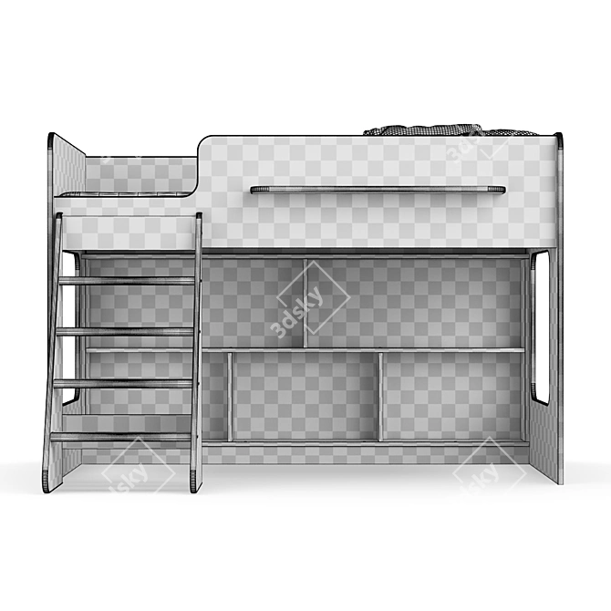Title: Modular Bunk Bed Set in White 3D model image 4