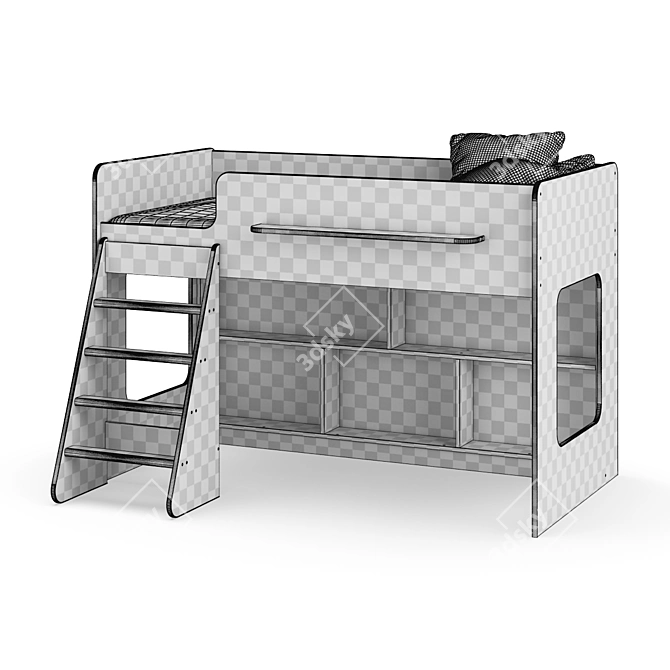 Title: Modular Bunk Bed Set in White 3D model image 5