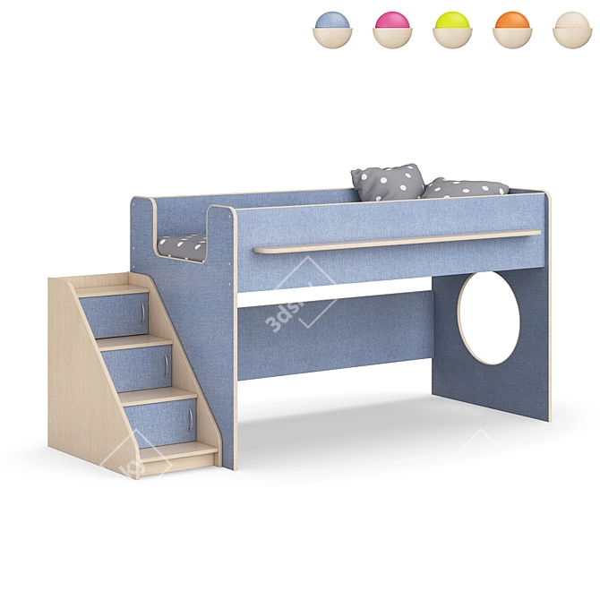 Modular Loft Bed with Corner Ladder 3D model image 6