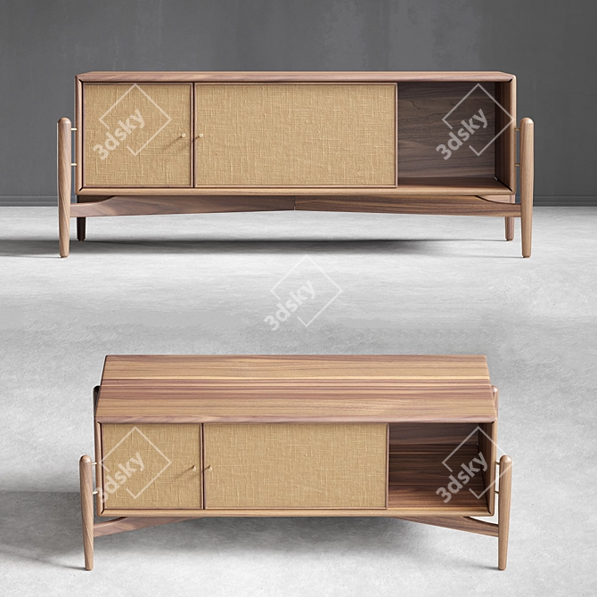 Solid Wood Sideboard TV Stand 3D model image 1