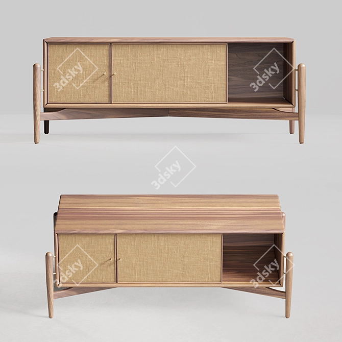 Solid Wood Sideboard TV Stand 3D model image 6