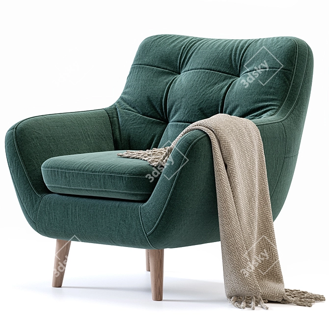 Ocean Velvet Armchair: Stylish Comfort for Your Home 3D model image 1