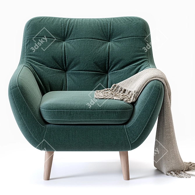 Ocean Velvet Armchair: Stylish Comfort for Your Home 3D model image 3