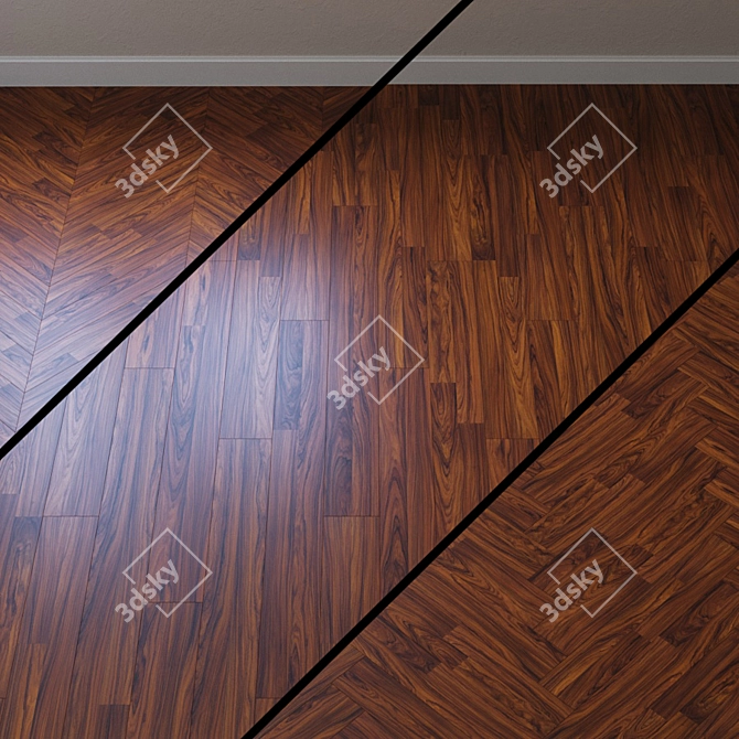 Kahrs Bongassi Parquet Board: Rustic 2-Plank Beauty 3D model image 3