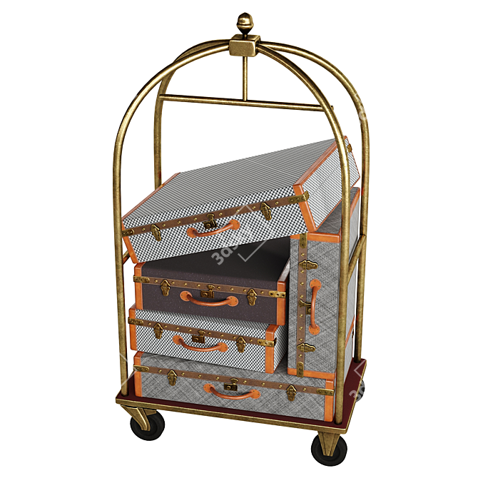 Portable Hotel Luggage Cart 3D model image 3