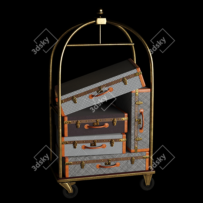 Portable Hotel Luggage Cart 3D model image 4