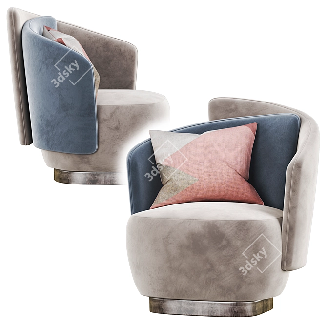 Sleek Duetto Armchair: Contemporary Comfort 3D model image 3