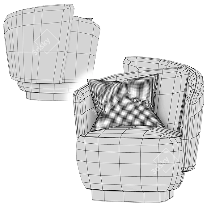 Sleek Duetto Armchair: Contemporary Comfort 3D model image 5