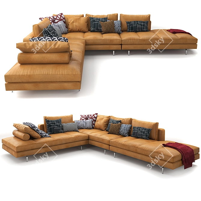 Zanotta Bruce: Luxurious Leather Sofa 3D model image 2