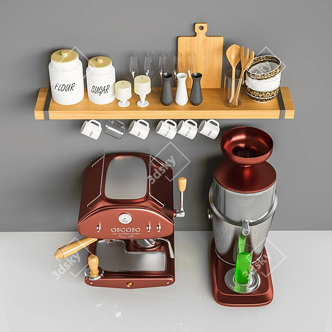 Modern Kitchen Accessory Set 3D model image 2