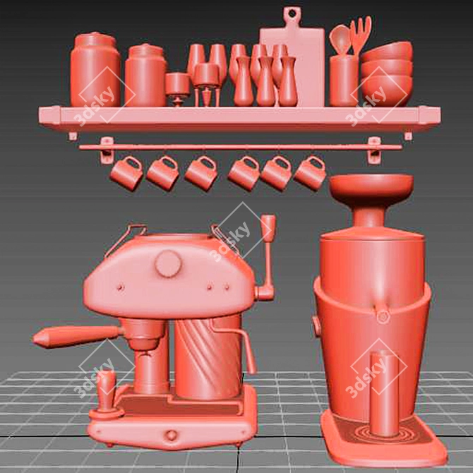 Modern Kitchen Accessory Set 3D model image 4