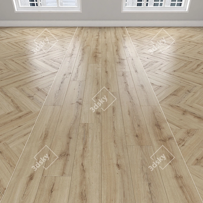 Oak Parquet Flooring | Herringbone, Linear, Chevron 3D model image 1