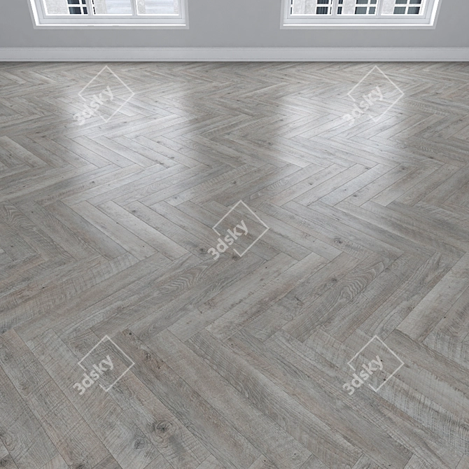 Oak Parquet: Herringbone, Linear & Chevron 3D model image 3