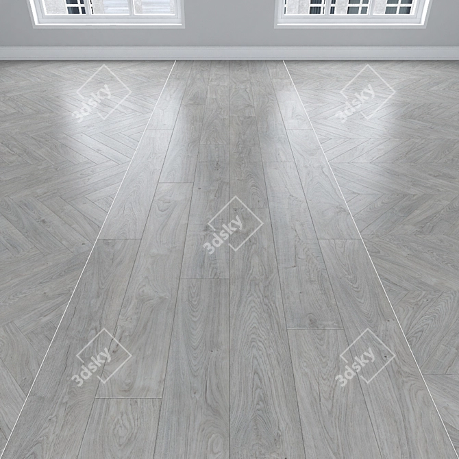 Oak Parquet Flooring: Herringbone, Linear, Chevron 3D model image 1