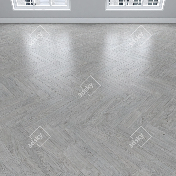 Oak Parquet Flooring: Herringbone, Linear, Chevron 3D model image 3