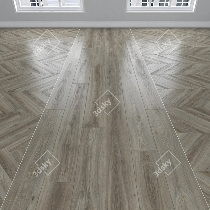 Parquet Oak: Herringbone, Linear, Chevron 3D model image 1