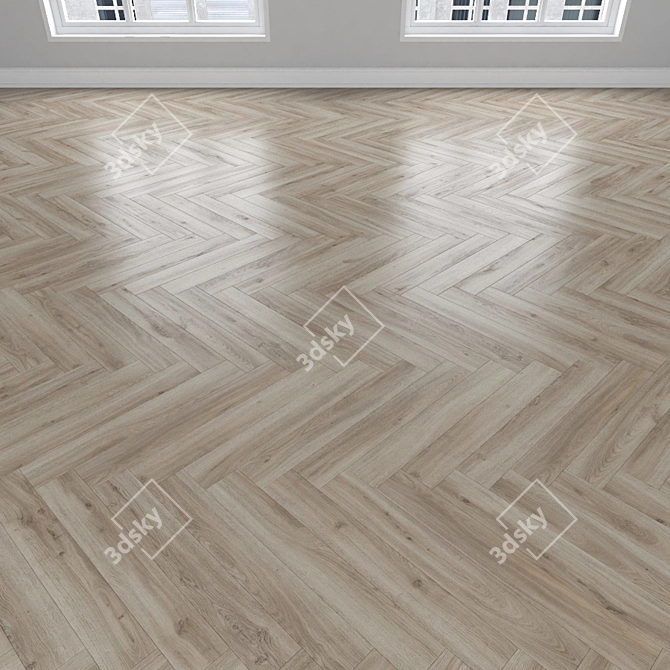 Oak Parquet Flooring: Herringbone, Linear & Chevron 3D model image 3