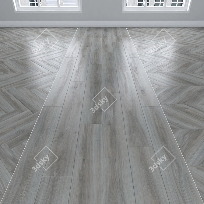 Oak Parquet: Herringbone, Linear & Chevron 3D model image 1