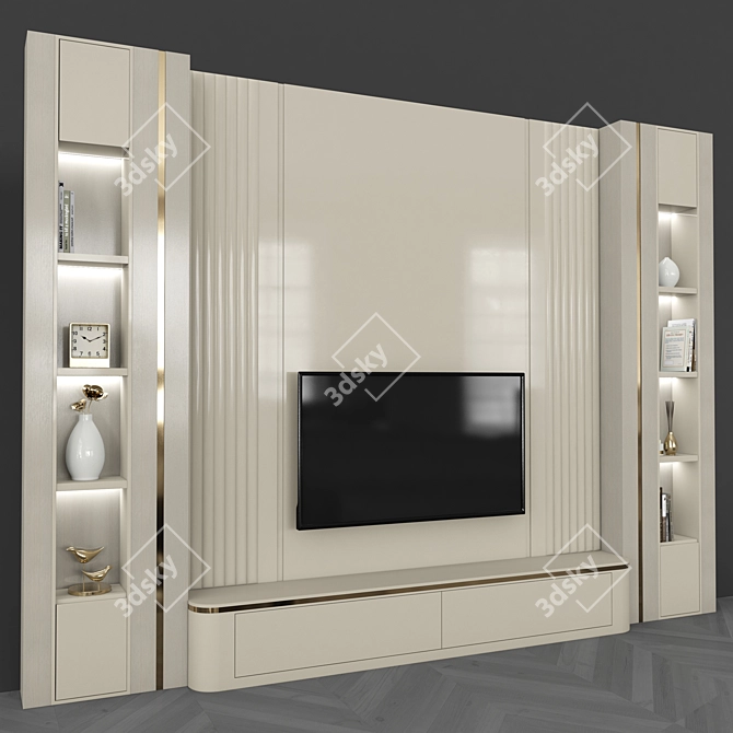Sleek TV Wall Set: Modernize Your Living Space 3D model image 2