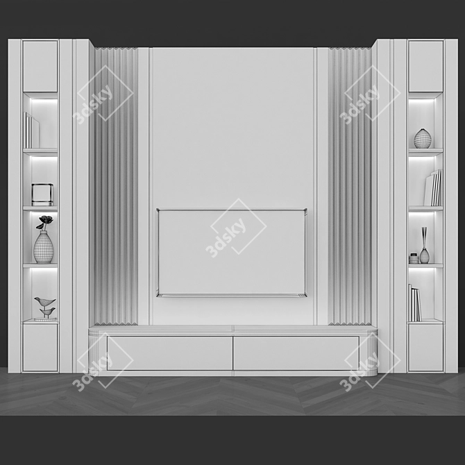 Sleek TV Wall Set: Modernize Your Living Space 3D model image 3