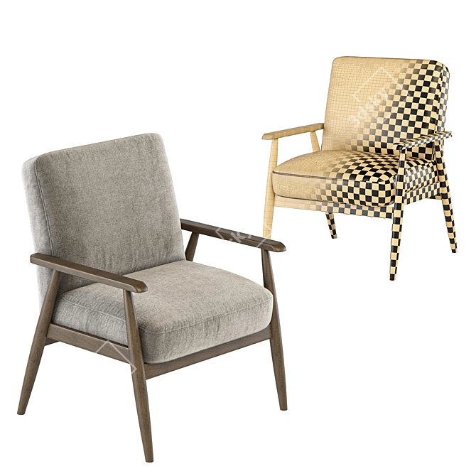 Modern Wood Frame Accent Chair 3D model image 4