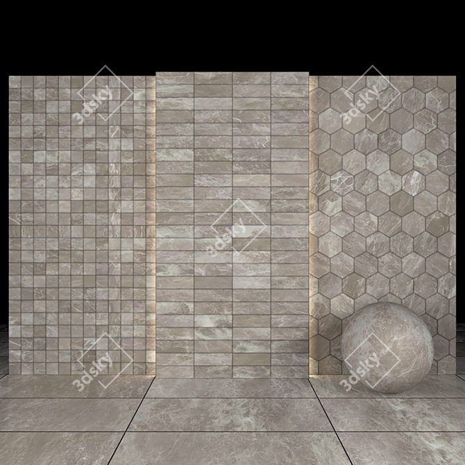 Savoia Gray Marble: Versatile Textured Tiles 3D model image 3