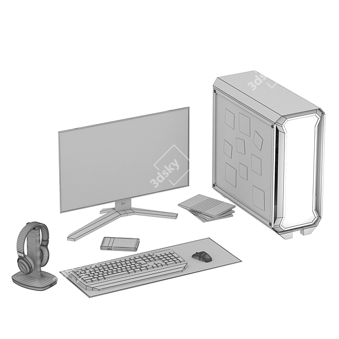 High Performance Gaming PC Set 3D model image 5