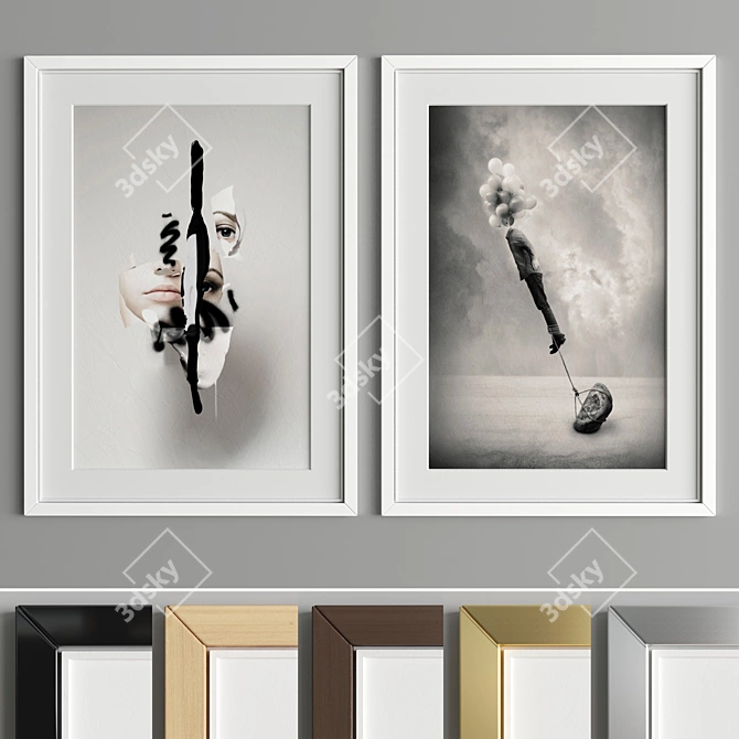 Modern Art Frame A48 - 6 Material Options 3D model image 3