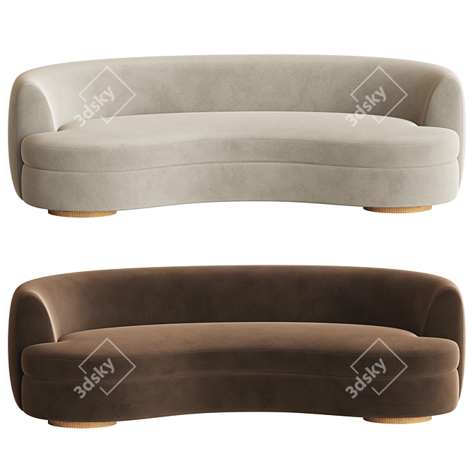 Sennen Curved Velvet Sofa: Elegant Seating Solution 3D model image 3