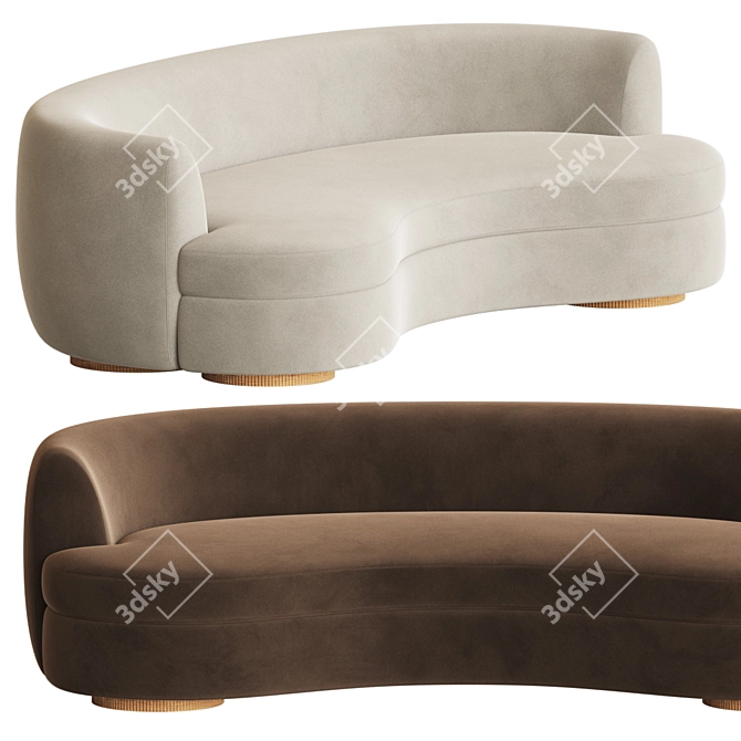 Sennen Curved Velvet Sofa: Elegant Seating Solution 3D model image 4