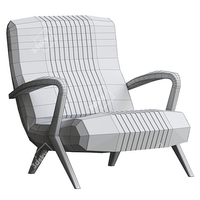 1950s Inspired Armchair: Vintage Charm for Modern Living 3D model image 4