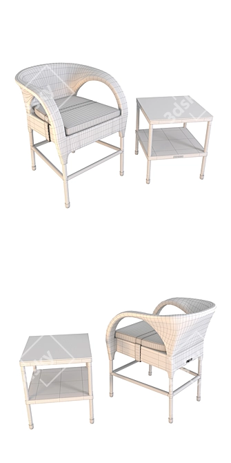 OM STULER Round Back Chair & Coffee Table Set 3D model image 7