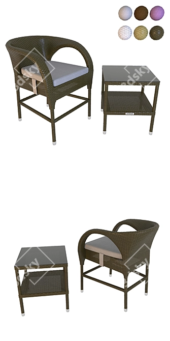 OM STULER Round Back Chair & Coffee Table Set 3D model image 8