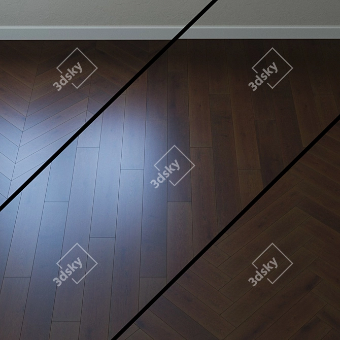 Title: Karelia Oak Cinder Dark Parquet 3D model image 1