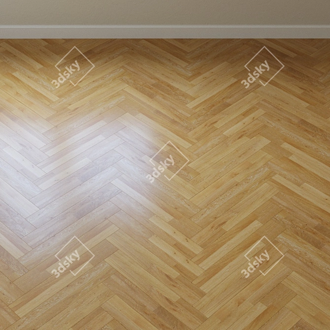 Stunning Ivory Stonewashed Oak Parquet 3D model image 3