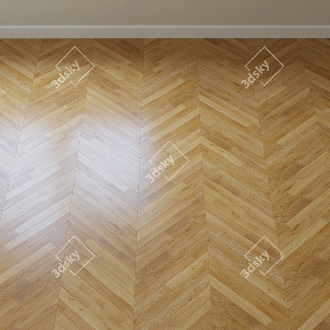 Stunning Ivory Stonewashed Oak Parquet 3D model image 4