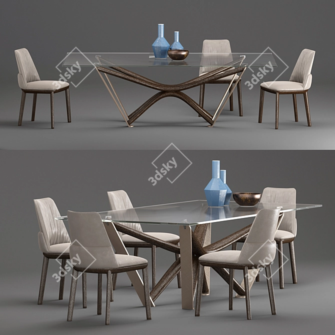 Elegant Marathon Dining Set 3D model image 1